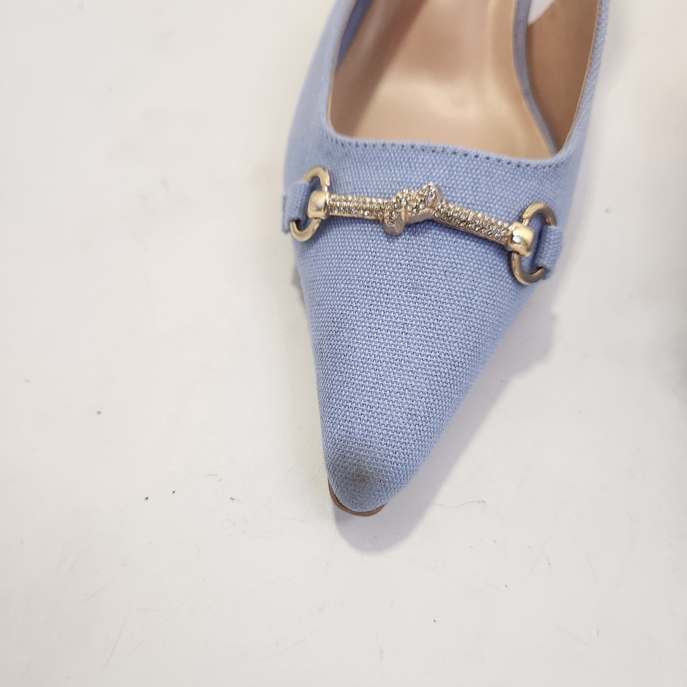 Wild Diva Blue Horsebit Heeled‎ Slingbacks Size 9 - Picture 5 of 5
